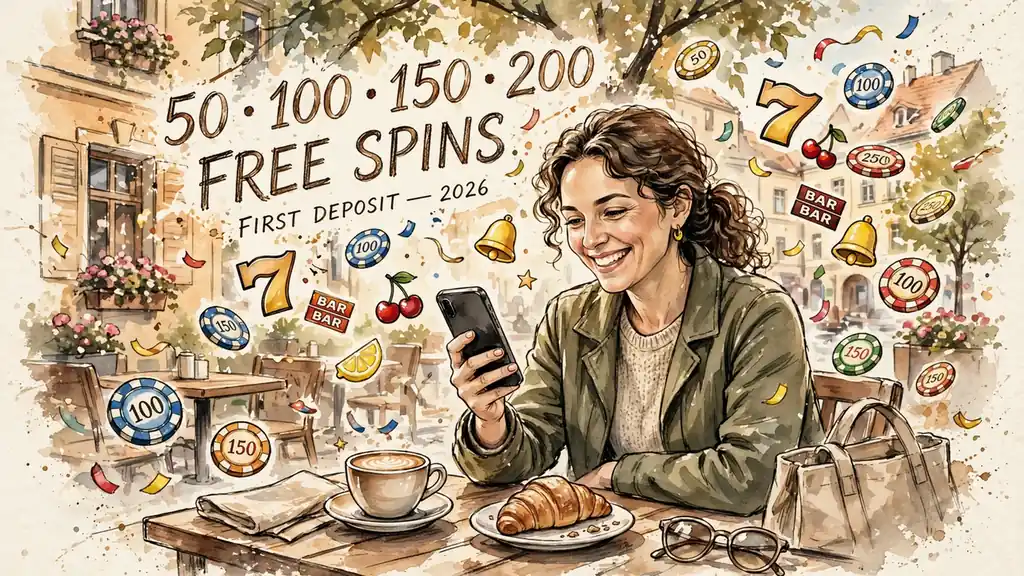 Mladý Čech v kavárně s mobilním telefonem a konfety