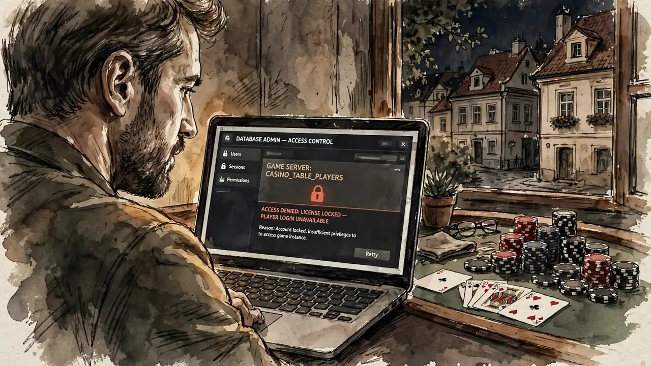 Zamčený databázový záznam u kasinového stolu