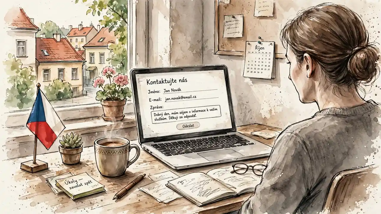 Moderní kancelářský stůl s laptopem a šálkem kávy